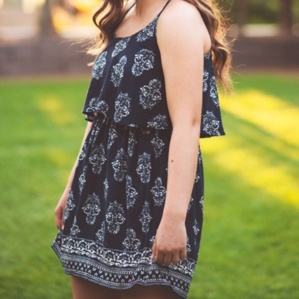Blue and White Patterned Summer Dress